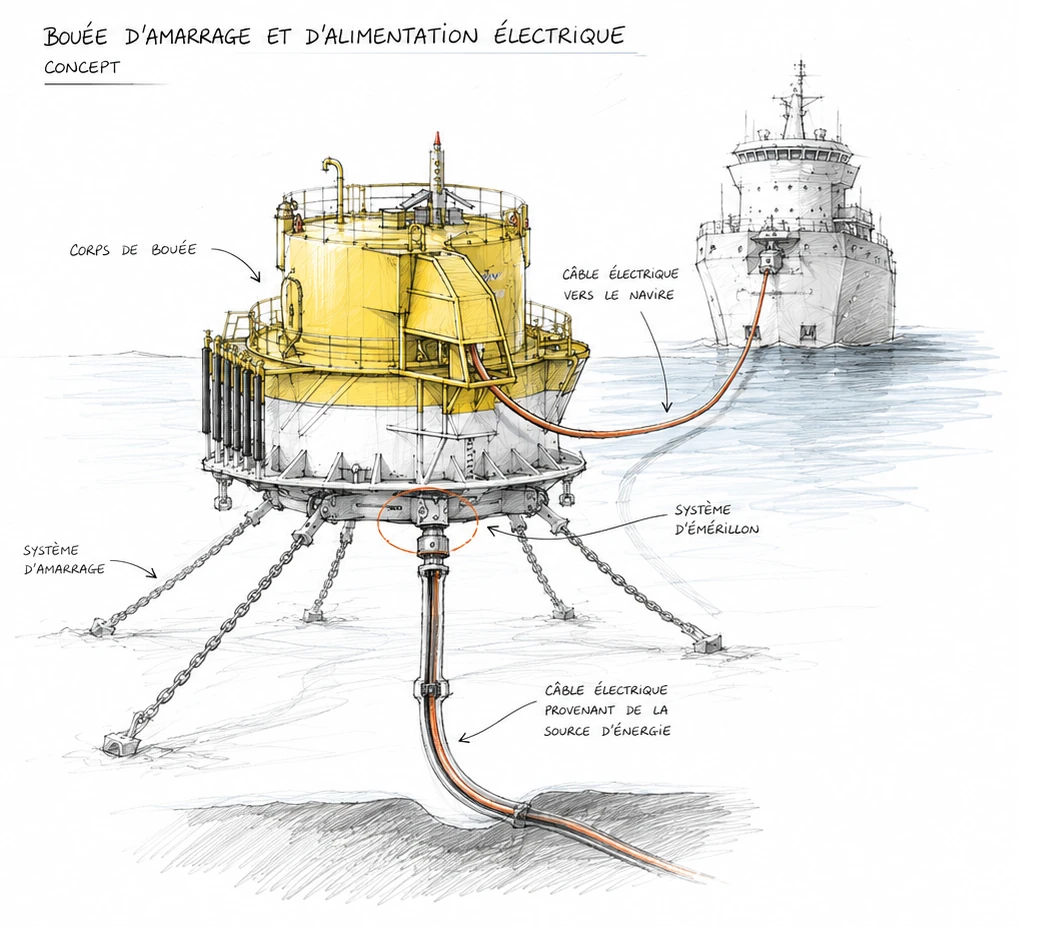 Bouée eSPM — concept de bouée d'amarrage et d'alimentation électrique